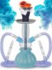 Royal Blue Hookah Set 2 Hose Picolo 12” Blue Mini Hookah with Silicone Bowl