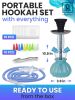 Royal Blue Hookah Set 2 Hose Picolo 12” Blue Mini Hookah with Silicone Bowl