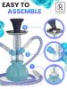 Royal Blue Hookah Set 2 Hose Picolo 12” Blue Mini Hookah with Silicone Bowl