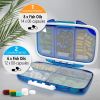 Blue Travel Pill Organizer Moisture Proof Pill Holder Daily Medicine Organizer Box for Vitamin Supplement Pocket Pharmacy with Labels 7 Compartments